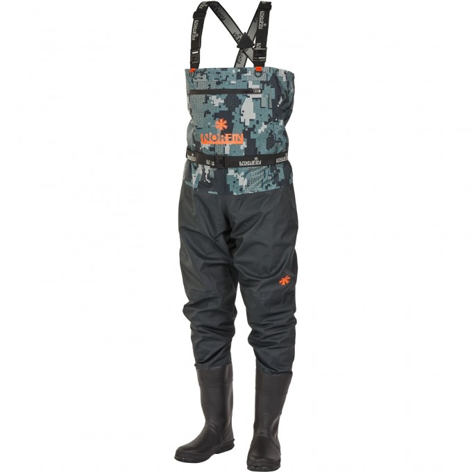 Полукомбинезон забродный NORFIN PILOT CAMO BOOTFOOT р.41-S с сапогами резина 83400-41-S